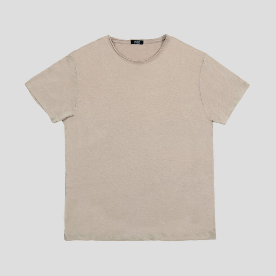 Dodge - Oatmeal Linen T-Shirt with Raw Neck