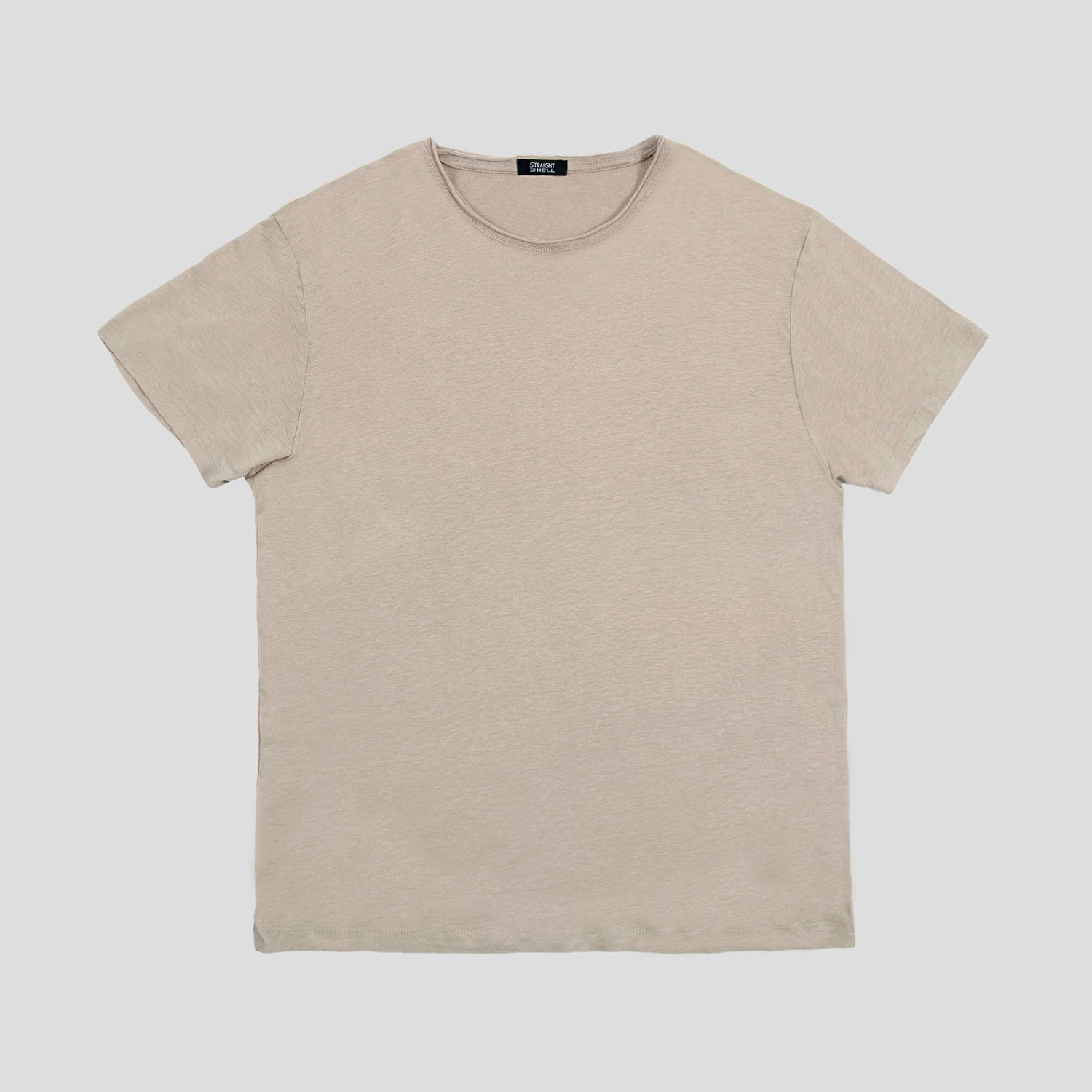 Dodge - Oatmeal Linen T-Shirt with Raw Neck