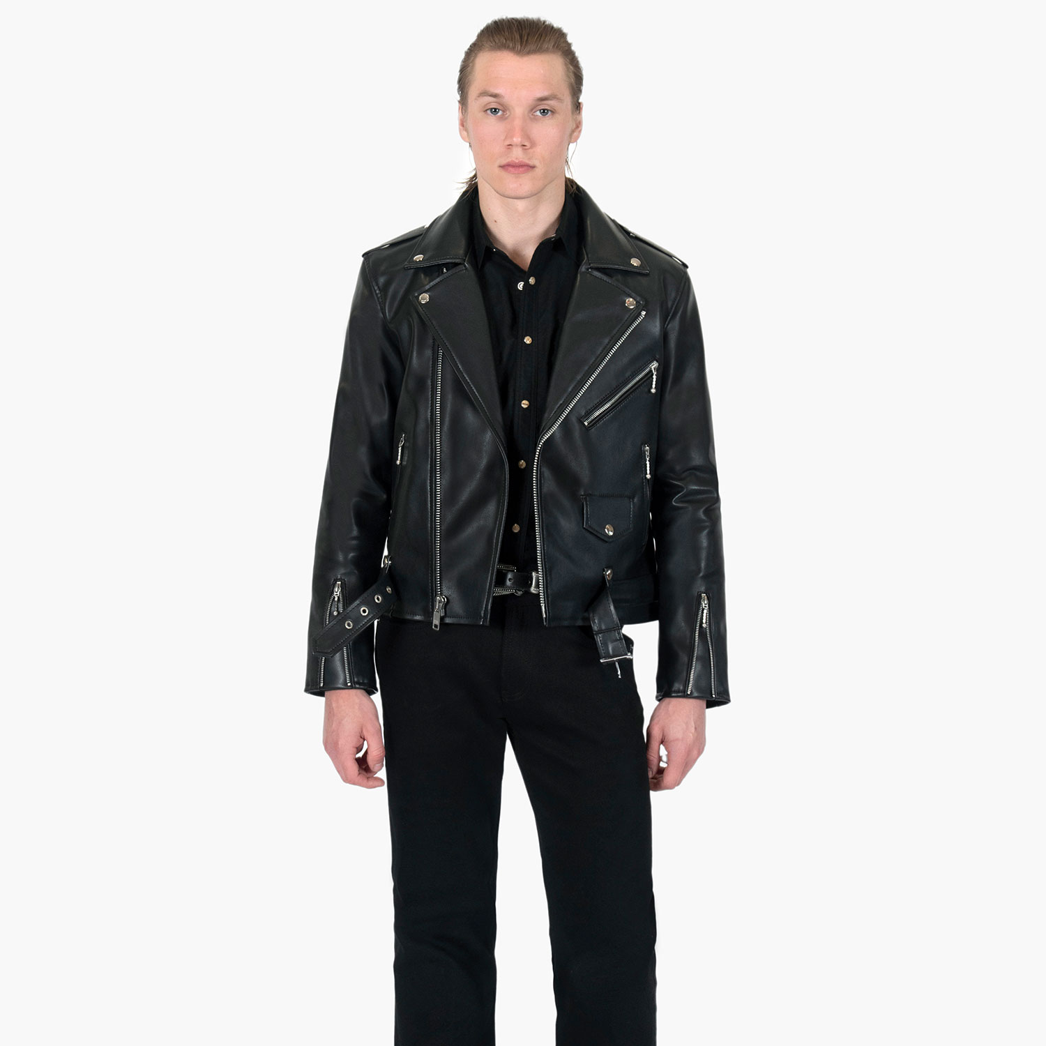 Vegan Commando - Black and Silver Faux Leather Jacket
