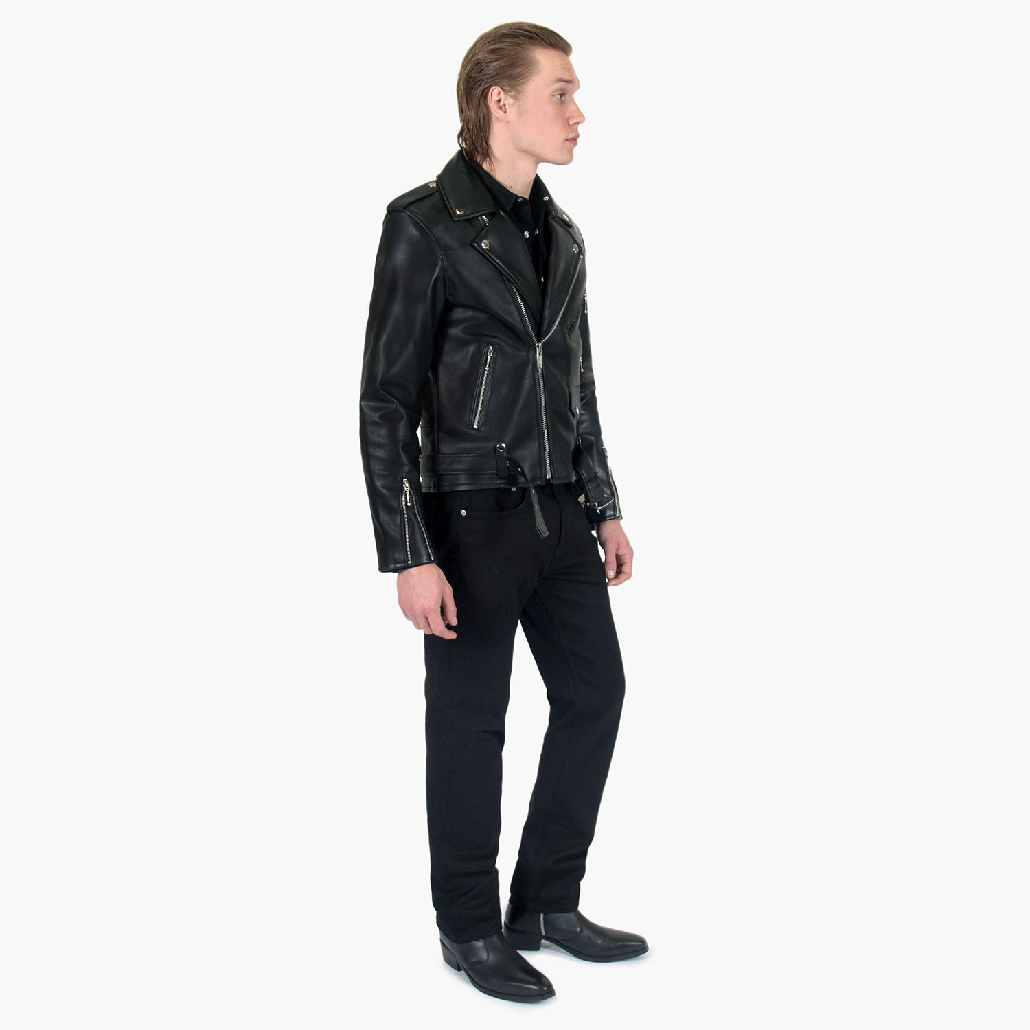 Vegan Commando - Black and Silver Faux Leather Jacket