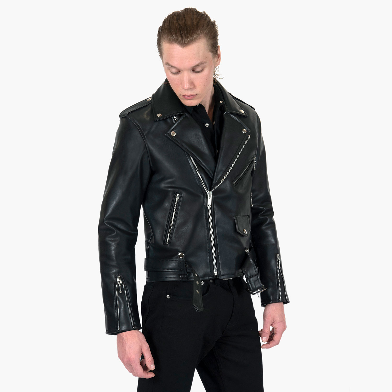 Vegan Commando - Black and Silver Faux Leather Jacket