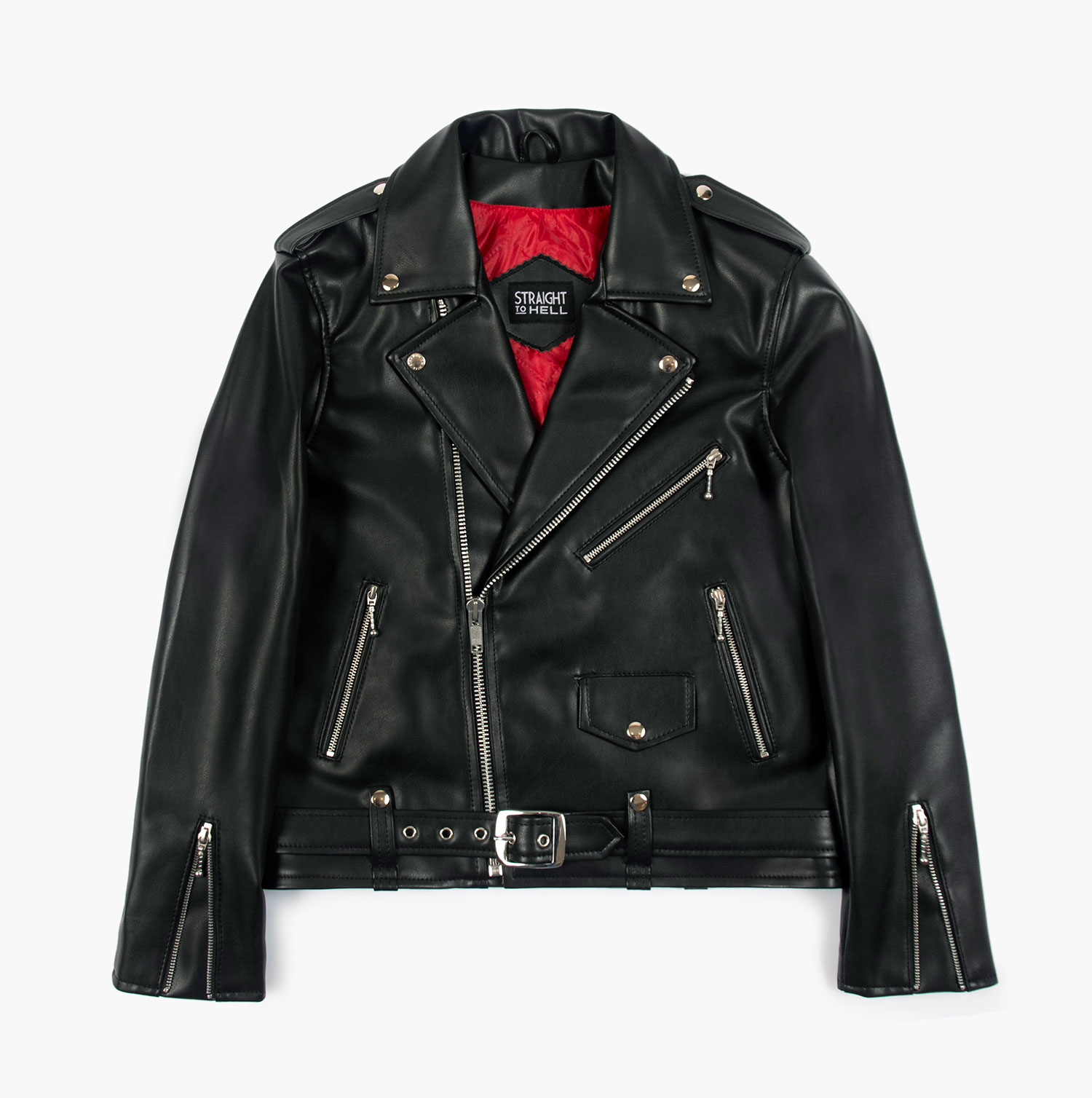 Vegan Commando - Black and Silver Faux Leather Jacket
