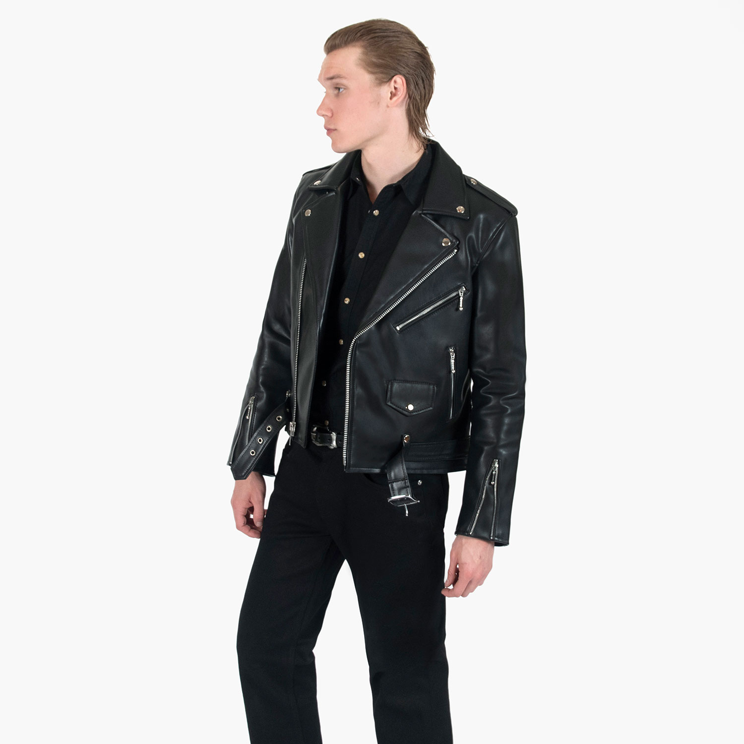 Vegan Commando - Black and Silver Faux Leather Jacket