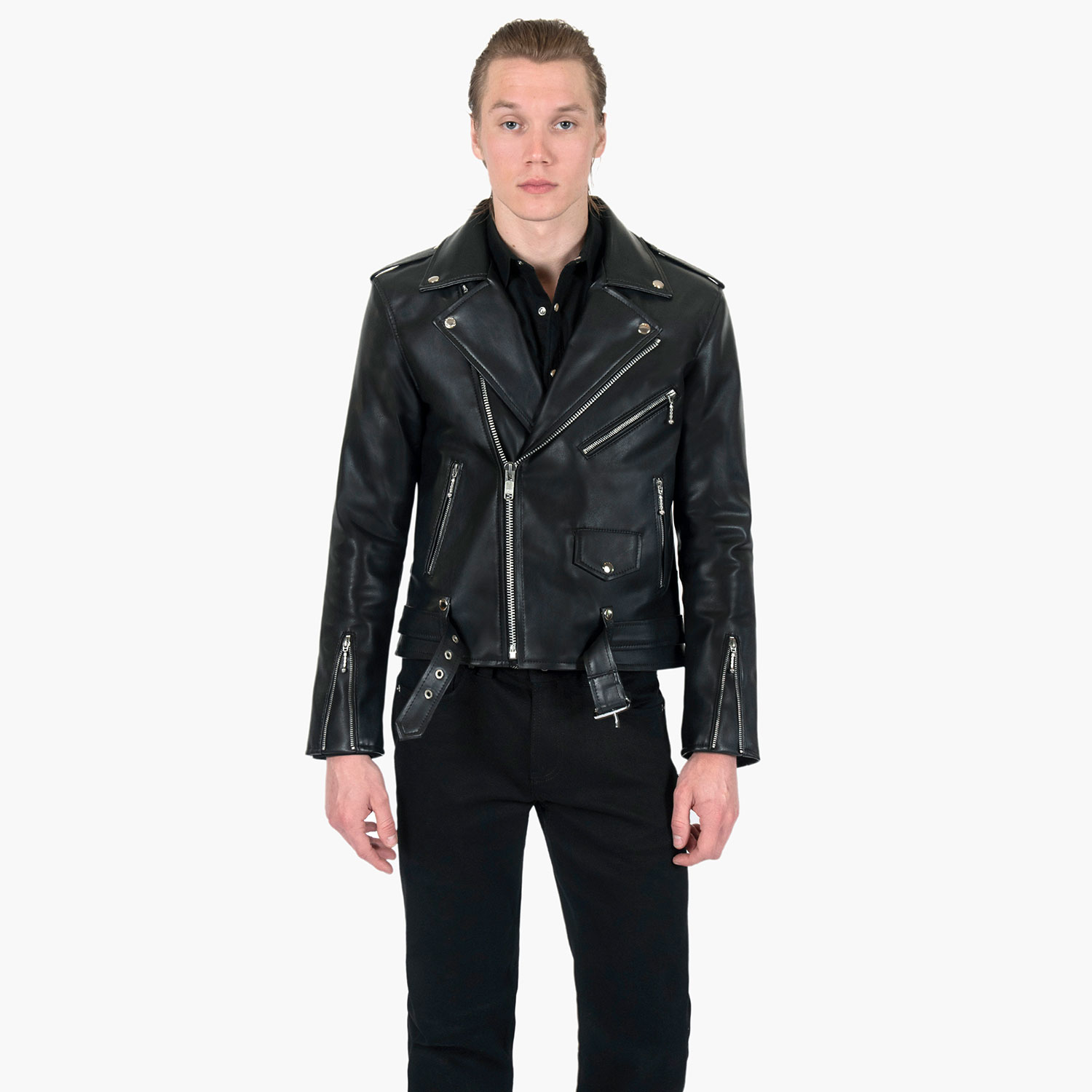 Vegan Commando - Black and Silver Faux Leather Jacket