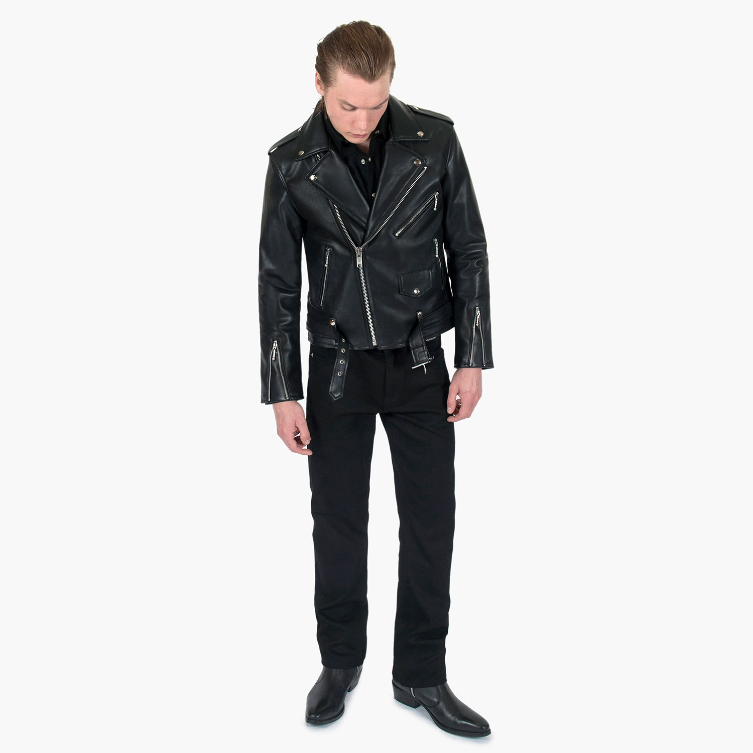 Vegan Commando - Black and Silver Faux Leather Jacket