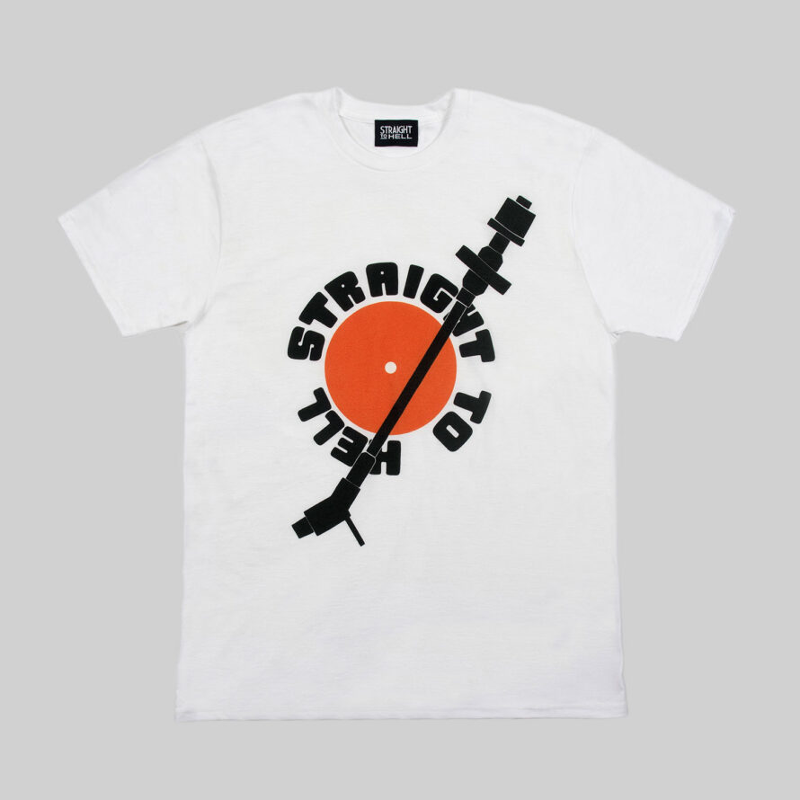 Music is part of Straight To Hell's DNA. This shirt is a tribute to the timeless culture of vinyl. Short sleeve t-shirt made from soft cotton. Printed in-house in Chicago.
