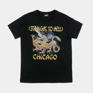 Chicago by way of dragons and rock ’n’ roll and classic album covers. CHICAGOTOWN. Turn it up and play it loud. Short sleeve t-shirt made from soft cotton. Printed in-house in Chicago. This is our Everyday fit.