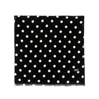The Prince of Tears is a medium weight, polka dot scarf measuring 58 inches. Made to be worn long in front or wrapped around the neck.