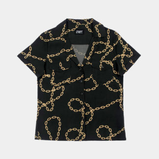 The Chains of Love shirt, filled with our chains artwork. Soft cream fabric meets a deep-V button-up closure, dual chest pockets, and cuffed short sleeves in our Casual fit.
