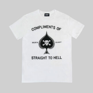 Death or glory, with compliments of Straight To Hell. The ace of spades has always been a symbol of luck, risk, and rebellion. We like all three. Short sleeve t-shirt made from soft cotton. Printed in-house in Chicago. This is our Everyday fit.
