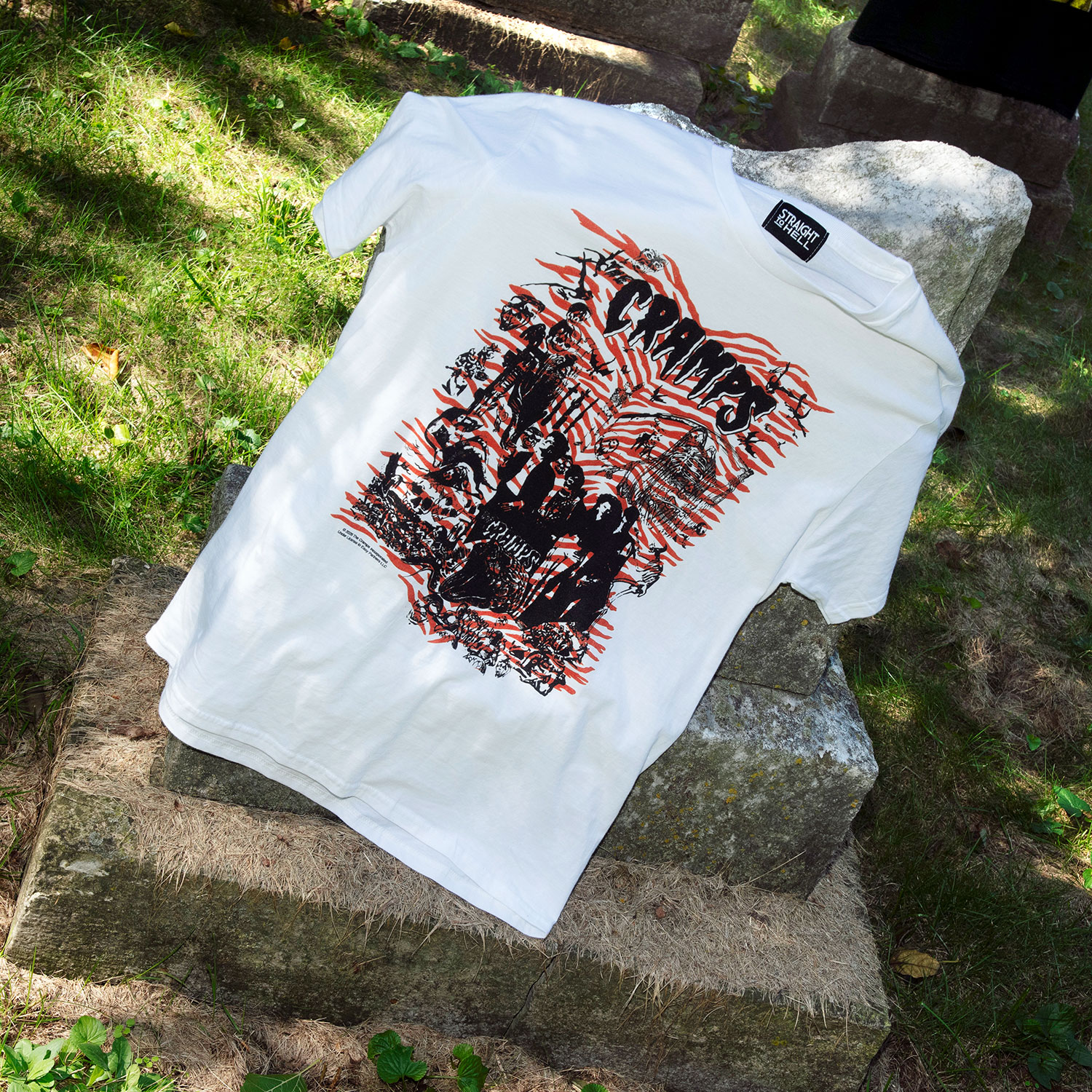 The Cramps official t-shirts are here for a limited time. This collage of Rockin’ Bones graveyard imagery and skeletons is pulled from a mid-’80s promotional t-shirt and reworked with The Cramps’ love for tiger stripes. For the fan who expects more from a band tee, this graphic is anything but background noise. Made from soft cotton and printed in-house in Chicago. This is our Everyday fit. Let’s talk about The Cramps and their shocking sound. Trashy, primitive punk and garage rock collide with raw R&B, fuzzed-out rockabilly gone wrong, B-movie sleaze, and ’50s rock ‘n’ roll dragged through the gutter. Do you get it now? Good.
