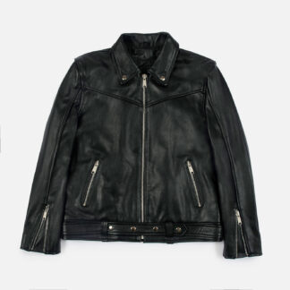 The Tribe leather jacket keeps things simple without sacrificing character. The diagonal chest seam detailing adds a subtle edge without complicating the design. A unique snap belt gives this classic style its own identity. Featuring a snap collar, vertical zipper closure, side pockets, and our Modern fit. All the attitude of a classic moto jacket, with a clean look that works just about anywhere. Made from premium leather that softens, relaxes, and conforms to your shape with wear, only getting better over time.