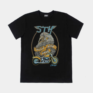 We had fun with this one. Our version of a vintage biker tee. This is the kind of shirt that could've been around for decades. Short sleeve t-shirt made from soft cotton. Printed in-house in Chicago. This is our Everyday fit.